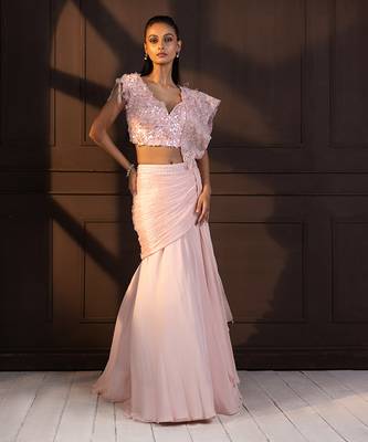 Romantic rose embellished drape saree 1