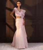 Romantic rose embellished drape saree