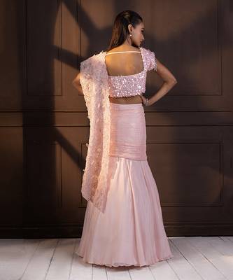 Romantic rose embellished drape saree 4