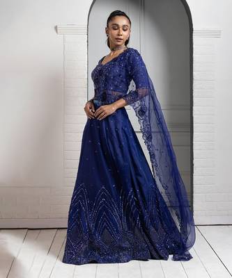Sapphire Radiance Embroidered Lehenga Set 1