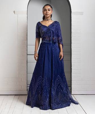 Sapphire Radiance Embroidered Lehenga Set 2