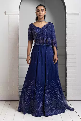 Sapphire Radiance Embroidered Lehenga Set