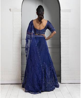 Sapphire Radiance Embroidered Lehenga Set 3