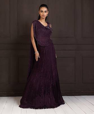 Plum Beaded Lehenga Set 1