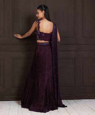 Plum Beaded Lehenga Set 2