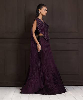 Plum Beaded Lehenga Set 3