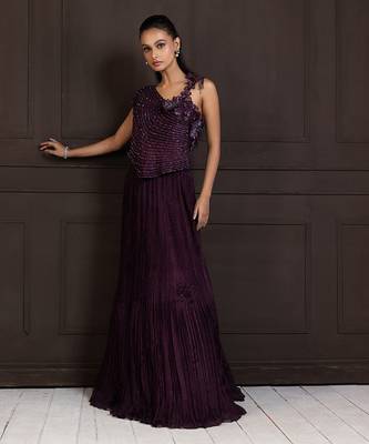Plum Beaded Lehenga Set 4