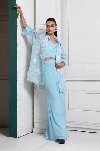 Sky breeze embroidered co-ord set