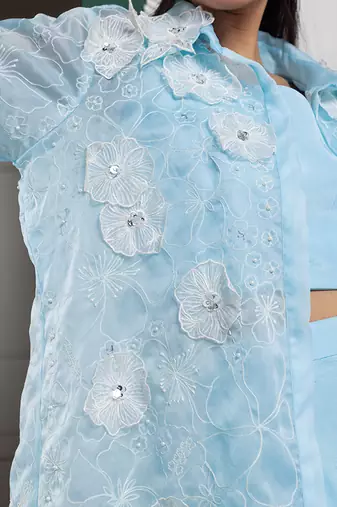 Sky breeze embroidered co-ord set
