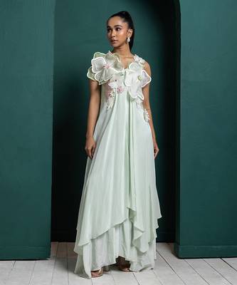 Mint blossom layered gown 1