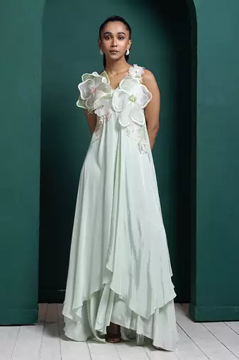 Mint blossom layered gown