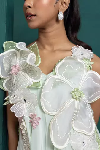 Mint blossom layered gown
