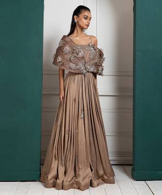 Golden petal embroidered gown 1