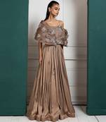 Golden petal embroidered gown