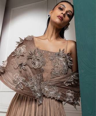 Golden petal embroidered gown 3