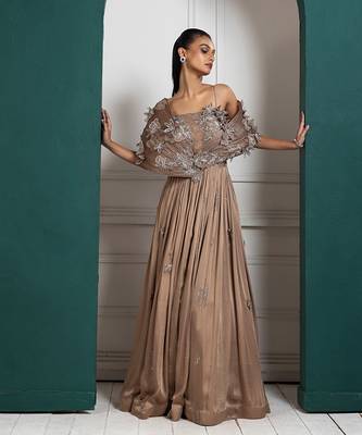 Golden petal embroidered gown 4