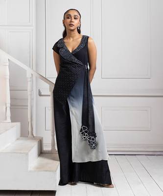 Noir ombre wrap jumpsuit 1