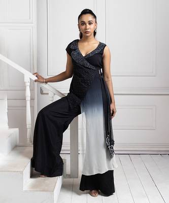 Noir ombre wrap jumpsuit 4