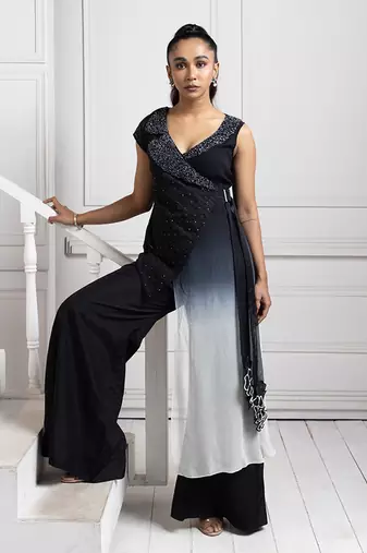 Noir ombre wrap jumpsuit