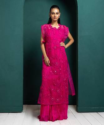 Fuchsia elegance embellished cape set 1