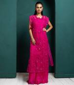 Fuchsia elegance embellished cape set