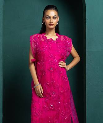 Fuchsia elegance embellished cape set 4