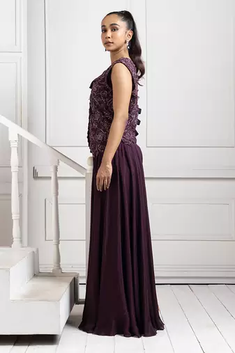Plum royale embellished jumpsuit