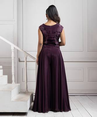 Plum royale embellished jumpsuit 3