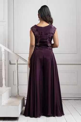 Plum royale embellished jumpsuit