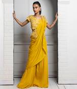 Yellow blossom drape pant set