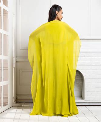 Chartreuse cape palazzo set 2