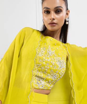 Chartreuse cape palazzo set 3