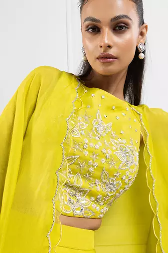 Chartreuse cape palazzo set
