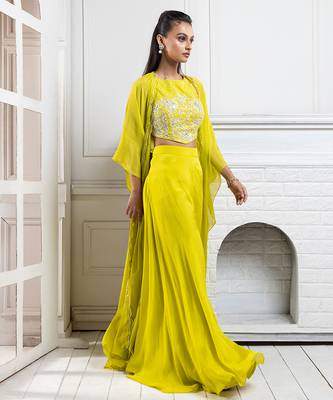 Chartreuse cape palazzo set 4