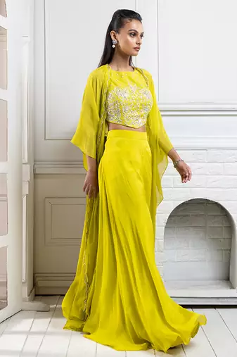 Chartreuse cape palazzo set