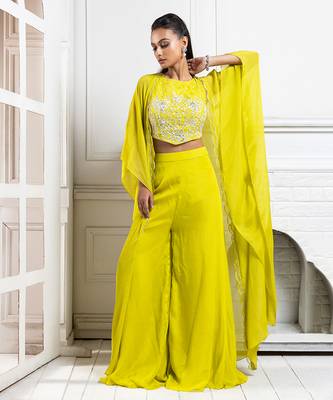 Chartreuse cape palazzo set 5