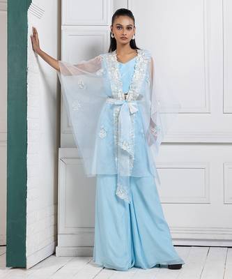 Serenity blue cape ensemble 1