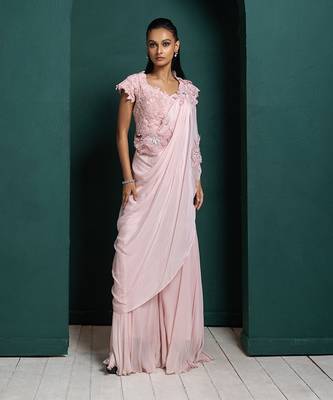 Blush blossom drape pant set 1