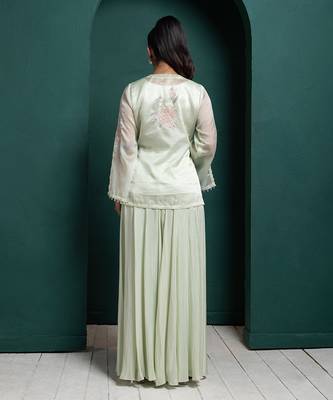 Mint whisper embroidered jacket set 2