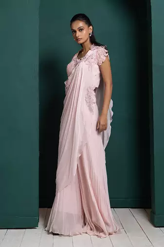 Blush blossom drape pant set