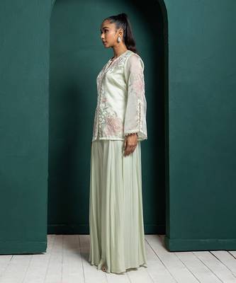 Mint whisper embroidered jacket set 4