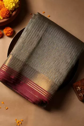 Olive gold cotton-silk saree
