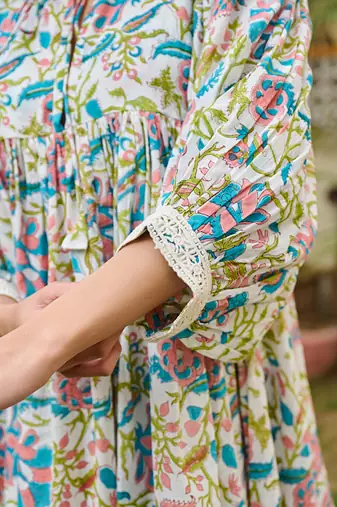 Beautiful hand block printed cotton mini dress