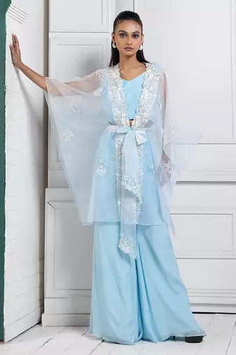 Serenity blue cape ensemble