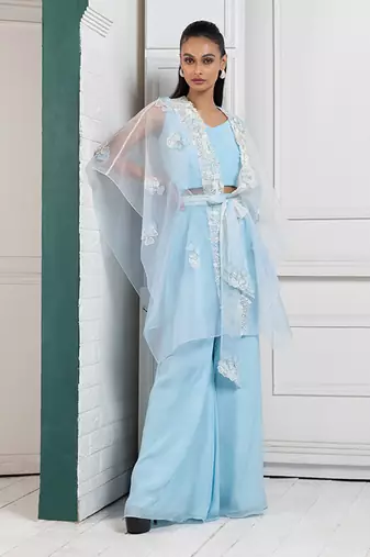 Serenity blue cape ensemble
