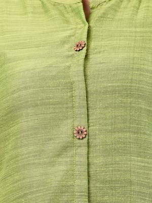 Light green cotton solid handloom a-line kurta 4