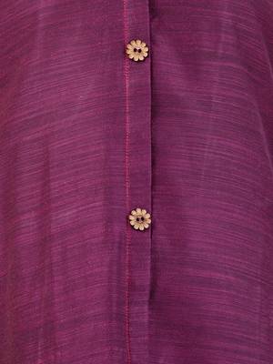 Purple cotton solid handloom a-line kurta 4