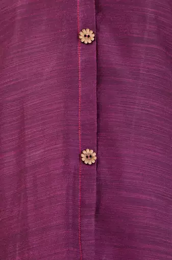 Purple cotton solid handloom a-line kurta