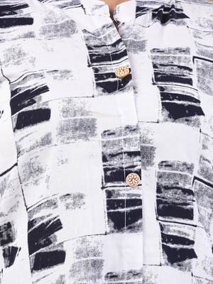 White cotton abstract printed a-line kurta 4