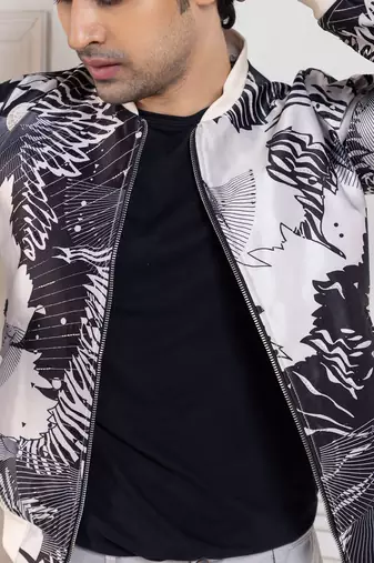 Monochrome mirage bomber jacket